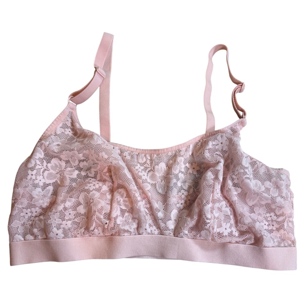 Auden Women Pink Floral Lace Bralette Adjustable Straps Size Large